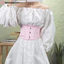 Corsé de satén con botón corto debajo del busto Para Mujer, correa de hueso de pescado, cinturón adelgazante Para Mujer, corsé rosa