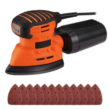 DOVAMAN 130W Detail Sander, 12000 RPM Palm Sander, 12 Sandpapers Included, Efficient Dust Collection System