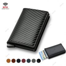 Carbon Fiber Kreditkarte Halter Brieftaschen Männer Marke Rfid Schwarz Magie Trifold Leder Dünne Mini Brieftasche Kleine Geld Tasche Männlichen Geldbörsen