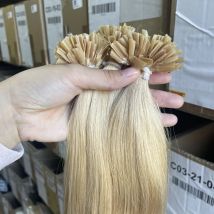 Echthaarverlängerungen, U-Spitze, glatt, vorgebundene Spitze, Haarverlängerungen, Hot Fusion Keratin Extension, Dunkelblond 24 #   12"-20"