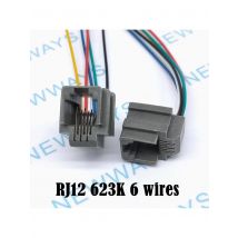 10Pcs/Lot Rj12 Female Connector 6Pin With 6 Wires 623K Telephone Socket Crystal Famale