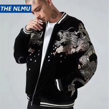 Vintage Streetwear japanische Sukajan Souvenir Baseball Jacke 2025, Frühlingsblume, chinesischer Drache, bestickte Jacke, lockerer Mantel