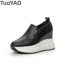 10cm Mikro faser Plattform Ferse Keil Schuh Turnschuhe Pumps weiße Plattform Air Mesh Hohl pumpen Schuhe Sommer Frauen Zapatos de Mujer