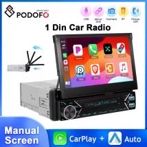 Podofo 7'' 1Din Automatische Einziehbare Bildschirm Auto Radio Carplay Android Auto MP5 Player Lenkrad Steuerung DAB + Auto stereo