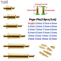 10 Stück DIP Federbelasteter Pogo-Pin-Stecker durch Löcher PCB-Höhe 3 4 5 6 7 8 9 10 11 12 13 14 15 16 mm Flansch einzeln