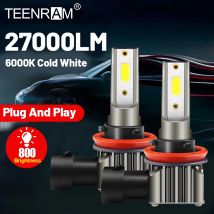 27000LM 9012 LED Headlight Bulbs 55W HIR2 Canbus No Error Auto Headlamps 12V Plug And Play Front Lights 6000K White Car Lamps