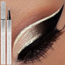Ombretto per eyeliner lucido con diamanti a 6 colori, impermeabile, ad asciugatura rapida, argento, oro, metellico, perlescente, liquido, per trucco Gilfts