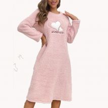 Pink Flannel Nightgown Cute Sleepwear Thickened Warm Women's Pajamas Long Sleeve Home Dressing Gown Loungewear Autumn New