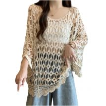 T-Shirts mit Fledermausärmeln für Damen, ausgehöhlte Pullover