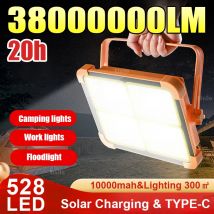 38000000lm 528 Fluttuale di ricarica solare Waterproof CAMPING LIMINA POTENZIONE CAMPAGGIO CAMPIO 10000MAH per illuminazione di emergenza all'aperto