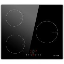 Piano cottura a induzione NOXTON a 3 fuochi, piano cottura a induzione da incasso da 60 cm, piano cottura elettrico con controllo touch, timer, blocco di sicurezza, 5200 Watt, wi