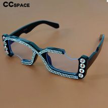 53614 Women Luxury Diamond Square Anti Blue Glasses Frames Fashion Computer Eyeglasses Rectangle Pink Eyeglasses
