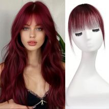 Weinrote Echthaarverlängerungen, Clip-in-Pony-Haarteile, 100 % Remy-Echthaar, farbiger Air-Pony mit Schläfen für Frauen, Party-Einsatz