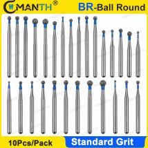 BR-Kugel, runde Dental-Diamantbohrer, Bohrer, Zahnmedizin, Erdbeeren, FG-Durchmesser 1,6 mm, Standard-Körnung für Hochgeschwindigkeitshandstück, 10 Stück/Packung