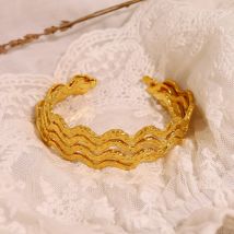 WILD & FREE Unregelmäßige Welle Edelstahl Manschette Armband für Frauen 18 Karat vergoldet schick individuelle y2k Vintage trend igen Schmuck