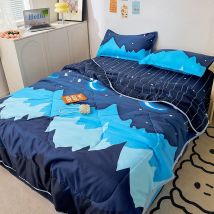 3 teile/satz Sommer Quilt Set Blau Stern Mond Klimaanlage Tröster + Kissenbezüge Doppel Hause Bett Decke Für Erwachsene Kinder 180*220 cm