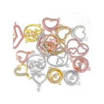 Juya Handmade Decorative Copper Micro Pave Zircon Love Heart Charm Connectors Accessories For DIY Women Bracelet Earring Making