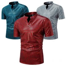 Sommer Neue Männer Stehkragen Polo-Shirt Mode Homme Täglich Lässig Leichte Atmungsaktive Kleine Elastische Karierten Pullover
