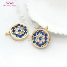 4PCS 6,5MM 14K vergoldetes Messing und Zirkon Runde Charms Anhänger Schmuckherstellung Zubehör Diy Zubehör