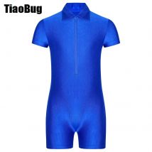 Kinder Jungen Reiß verschluss Ballett Trikot Turn-Down Kragen Kurzarm Overall für das Training Leistungs wettbewerb