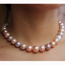 Echtes Foto: 18 Zoll AAA japanische Akoya-Perlenkette, 9-10 mm, lavendelfarben, lila, rosa, mit 14K-Gelbgold-Verschluss. Armband im gleichen Stil, 7,5-8 Zoll.