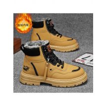 Winter Men's Boots Warm Plush Outdoor Cotton Shoes Black Size 48 Waterproof Lace Up Anti Slip Fashion Cold Resistant Men's Shoes