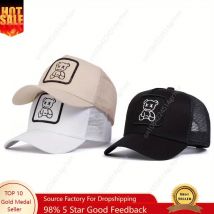 Unisex Panda bestickte Baseballkappe, Netzhut, Outdoor, verstellbar, Sonnenschutz, Freizeithut, Reisen, Tourismus, Strandurlaub, TikTokShop