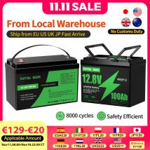 Batteria MFUZOP 12V 100Ah LiFePO4 con protezione a bassa temperatura, BMS 100A integrato, max. 15.000 cicli, perfetti per motori da traina, camper