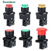 22mm Drucktastenschalter Momentaner Reset EIN AUS 12V/220V/48V/24V Schwarz NC NO Ein/Aus-Schalter für Elektrische Industrielle Schalttafeln