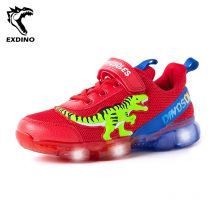 EXDINO T-REX LED 2-9Y Jungen Frühling Herbst Mesh Tennisschuhe Glühende Kinder Kinder Blinkende
