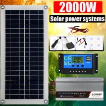 2000W Solar Power System Zestaw paneli słonecznych 12V Bateria słoneczna 10A-60A Kontroler Panel słoneczny Domowy mobilny RV Samochód Przyczepa kempingowa Domowy obóz