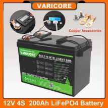 Batteria VariCore LiFePO4 da 12,8 V 200 Ah con BMS da 12 V a 4 corde Proteggi per camper camper Carrello da golf Fuoristrada Solare antivento senza servizio