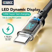 OOZCC Cavo display LCD Watt, trasferimento dati cavo USB tipo C con ricarica super veloce massima 120 W, da USB A a Lightning per IPhone14 Pro