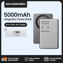 MOVESPEED S05 Banco de energía magnético 5000mAh carga rápida inalámbrica Powerbank Mini cargador de batería portátil para iPhone 16 15 14