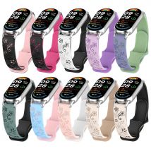 Silicone 3D Engraved Flower Bracelet for Xiaomi Mi Band 9 10 Strap Smart Watch Breathable Watchband for Xiaomi Band 8 9 10 Strap