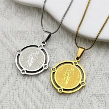 San Judas Tadeo Edelstahl Medaille Halskette für Frauen Männer Strass Gold Farbe Christian Amulett Kette Schmuck Geschenke zzz819