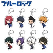 6Cm Anime Acrylic Keychain Blue Lock Cute Team Uniform Series Anime Isagi Yoichi Meguru Kunigami Transparent Metal Chain Pendant