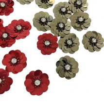 10 Stück/Lot Pailletten-Aufnäher mit Blumenmuster aus roter Bronze – vielseitige Aufbügel-Applikationen für selbstgemachte Kleidung/Taschen/Haar-Accessoires/Ohrringe
