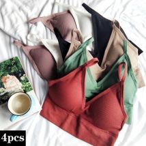 4-teilige bequeme, kabellose BHs für Damen, bequemer, nahtloser, kabelloser Stretch-Sport-BH, Yoga-BHs mit abnehmbaren BH-Pads