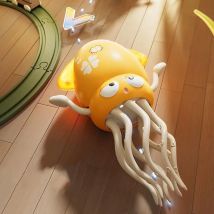 Tanzender Tintenfisch für Kinder, elektronisches Haustierspielzeug, interaktives Entwicklungsspielzeug, Induktion, liegender flacher Tintenfisch mit Licht und Musik, Bauchzeitgeschenke