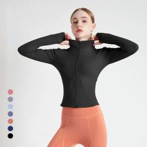 Frauen stehen Kragen Yoga Mantel dehnbare schlanke Sport bekleidung Gym Pilates laufen Herbst Tops atmungsaktive und schnell trocknende Yoga-Kleidung