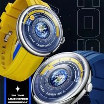 Mark Fairwhale 5700 Herren-Mond-Originaluhren, Silikonarmband, Luxusmarke, Sport, wasserdicht, rund, Erde, Quarz-Armbanduhr