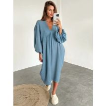 Nhkdsasa Laterne Ärmel Nacht kleid Frauen lose Nachtwäsche Baumwolle Nachthemden elegante Schlaf hemden Kleider lässige Pyjamas