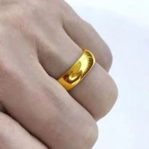 Umq 24k rein plattiert echt 18 Karat Gelbgold 999 24k glatt glattes Gesicht Persönlichkeit Geld auf der Suche nach Paar Ring für Männer und Frauen Coupl