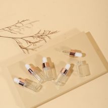 10 stücke 1 ml 2 ml 3 ml 5 ml Tropfflaschen Leere Glas Leere Ätherisches Öl Aromatherapie flaschen Rose Gold Kappe Pipetten Flaschen
