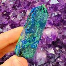 1 Stück eleganter, hochwertiger Azurit- und Malachitkristallturm – eine vierseitige Säule – mit lebendigem Blau und Grün