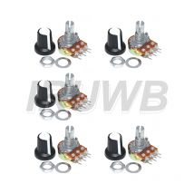 5 Zestawów WH148 15mm 3-Pinowy Potencjometr Liniowy Obrotowy do Arduino z białą nakładką AG2 1K 10K 20K 50K 100K 500K Ohm
