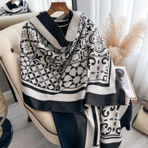 2024 Winter Marke zweiseitigen geometrischen Schal reifen Imitation Kaschmir warmen Schal Herbst Büro kälte dicht wind dicht gewickelt Schal