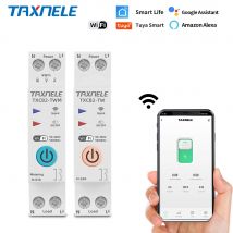Inteligentny wyłącznik WiFi 1P+N z miernikiem energii KWh, monitoringiem, wyłącznikiem automatycznym, timerem, przekaźnikiem MCB, TUYA Smart Life, 110VAC 230VAC