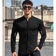 Herren-Kompressions-T-Shirt, Strickjacke, Reißverschluss, Hemden, leicht, schmale Passform, langärmelig, Workout-T-Shirts, Fitnessstudio, Elastizität, T-Shirts für Herren